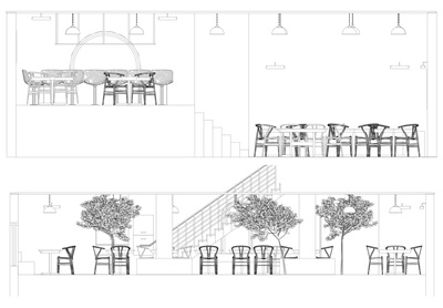 Detailed restaurant elevations