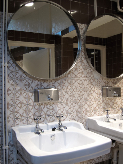Original seventies tiles in commercial venue toilets