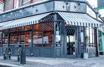 Exterior of Melange restaurant in Crouch End, London designed by The Open Plan Interior Design