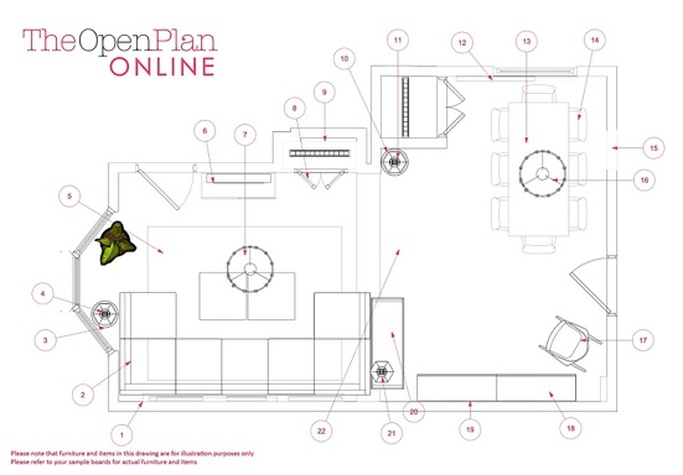 Example of Living Room Plans and Drawings for Online, Commercial and Residential Interior Design